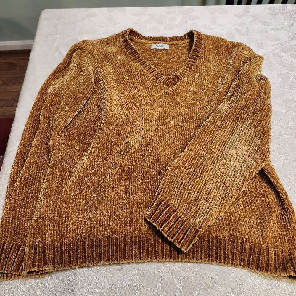 Jacqueline De Yong Ultra-soft Chenille Marigold Yellow Cropped Sweater Size L